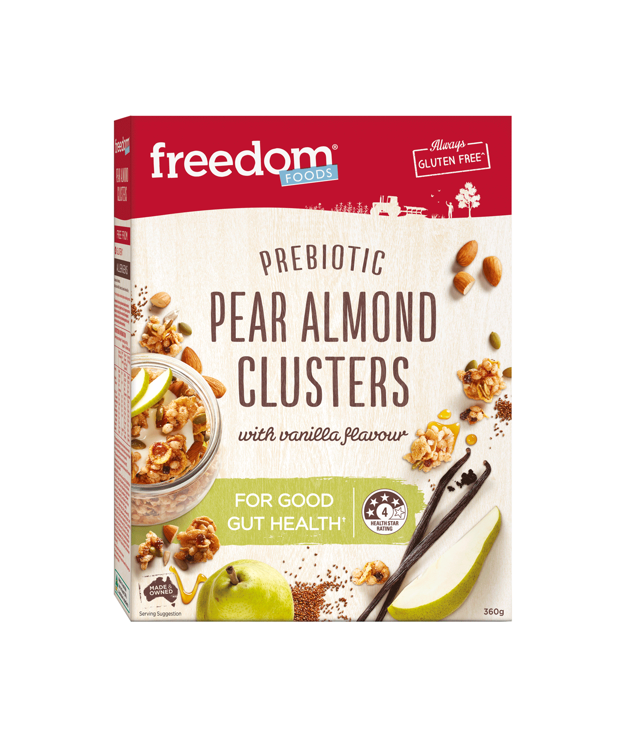 FREEDOM FOODS PEAR ALMOND CLUSTERS 360G