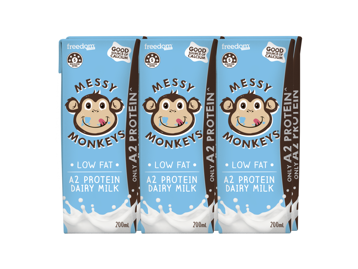 Messy Monkeys Milk LOW FAT DAIRY 6 PACK Freedom Foods